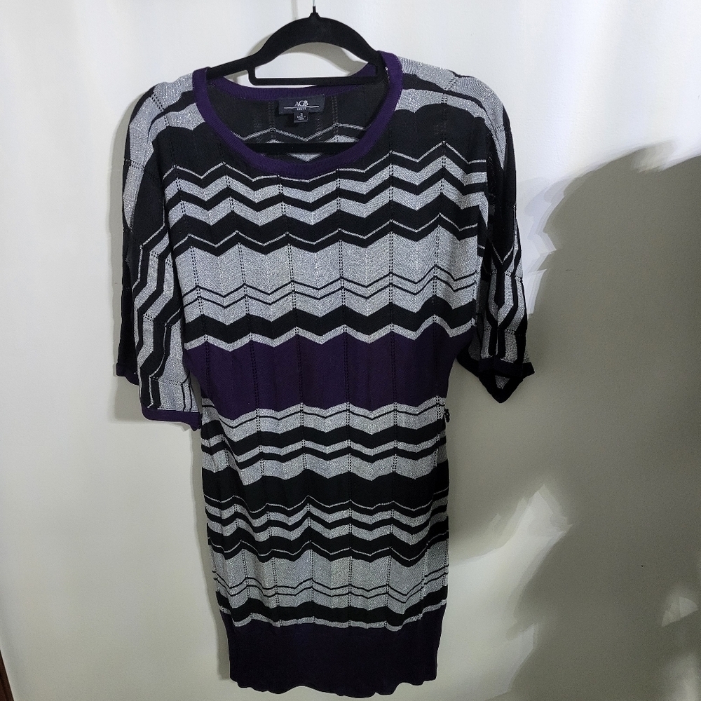 AGB "Sweater" Dress Black Purple Silver, Size S
